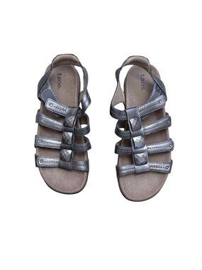 Taos Women's Cleopatra Sandals Sz 7 Pewter Leather Gladiator Strappy Studded